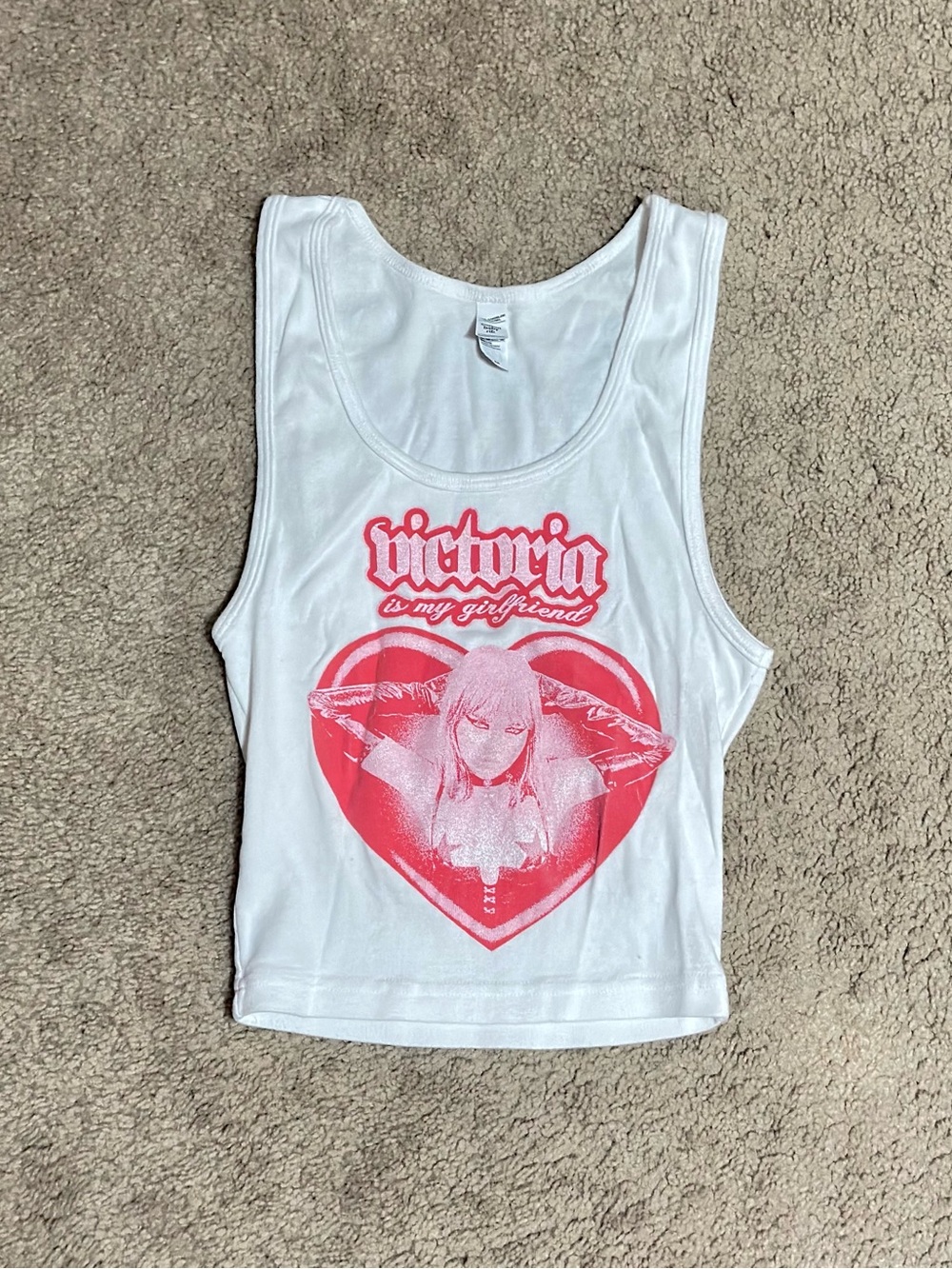 MANESKIN Victoria Is My Girlfriend White Baby Tee Tank Top Official Merch SIZE M